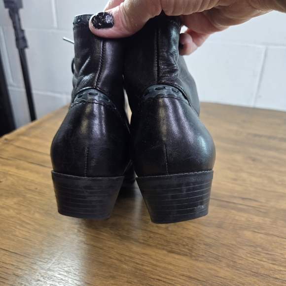 Spring Step Black Teal Leather Ankle Boots - Picture 3 of 12